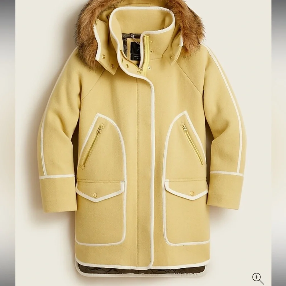 K1. NWT J.Crew Nello Gori Summit Italian Wool Stadium Cloth Coat in Yellow Haze - Picture 11 of 11